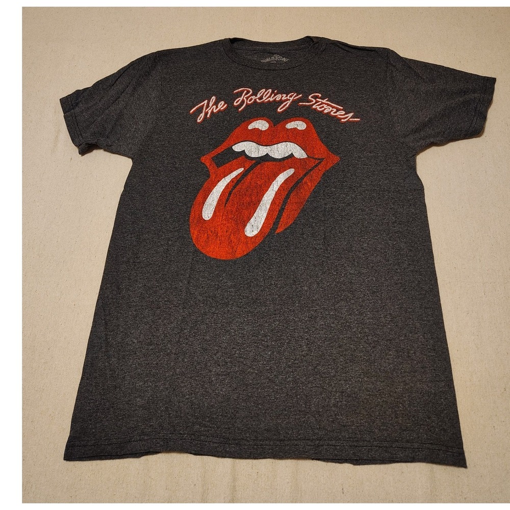 Rolling Stones 50 Years Graphic T-Shirt Mens LG Charcoal Heather Tongue Logo